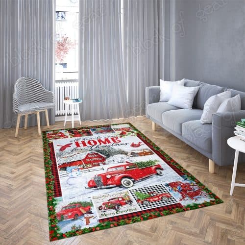 All hearts come home for christmas red truck christmas living room rug 2