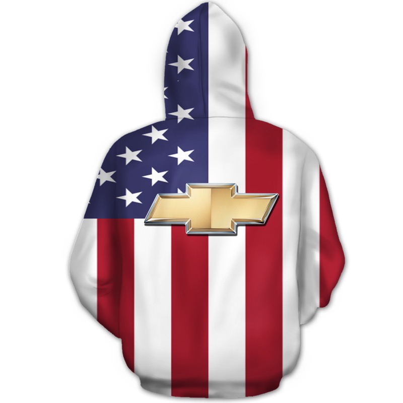 American flag chevrolet 3d hoodie - back