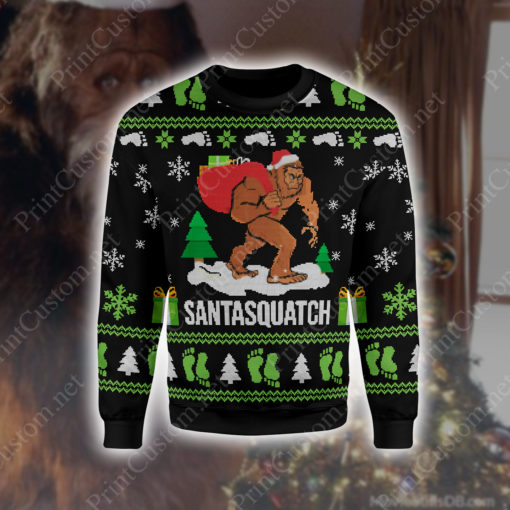 Bigfoot santasquatch 3d ugly christmas sweater - maria