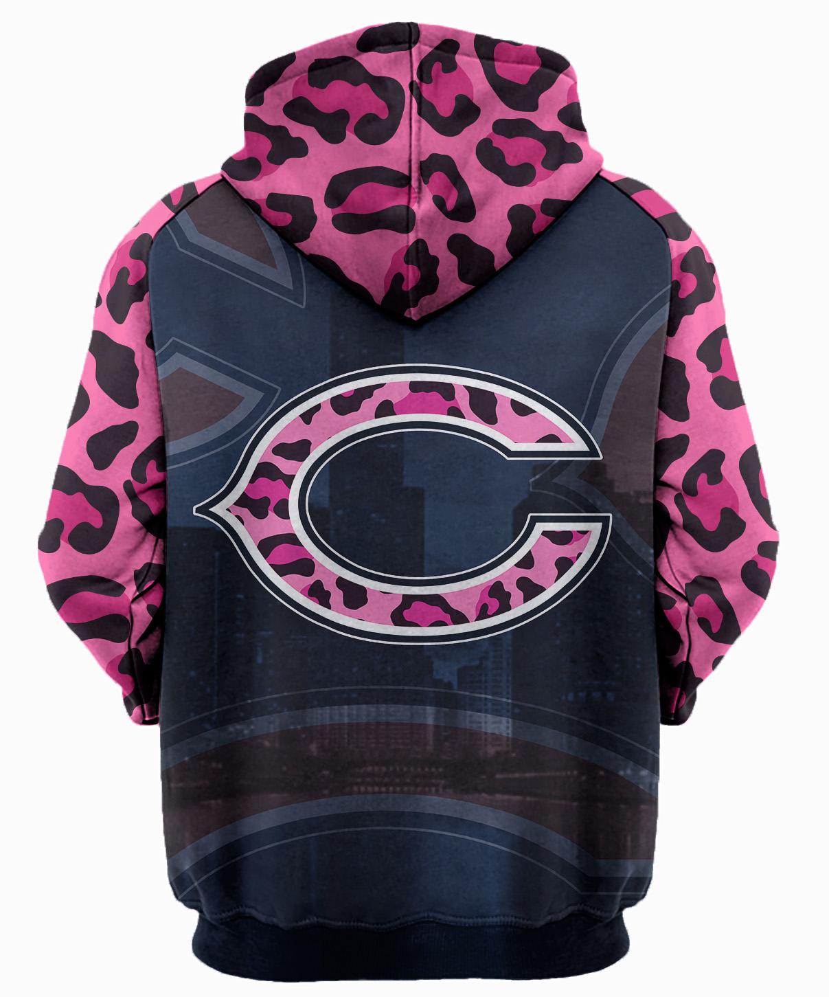 Breast cancer fight like a chicago bears 3d hoodie - back