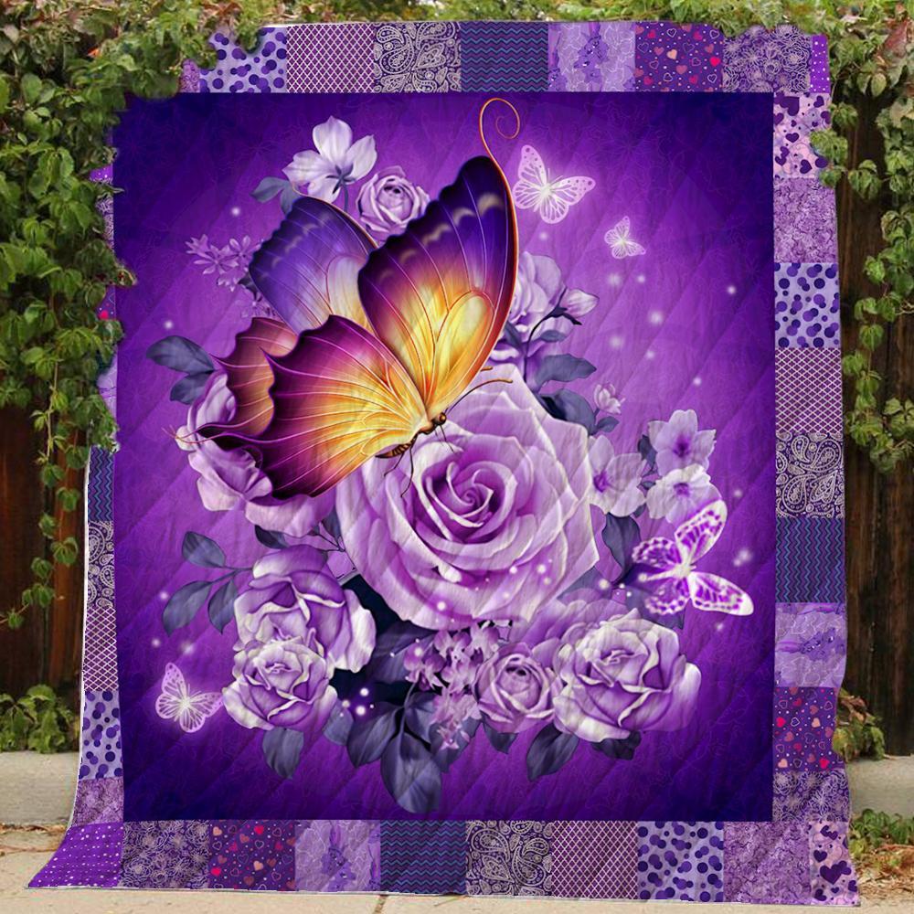 Butterfly and purple flower quilt - maria