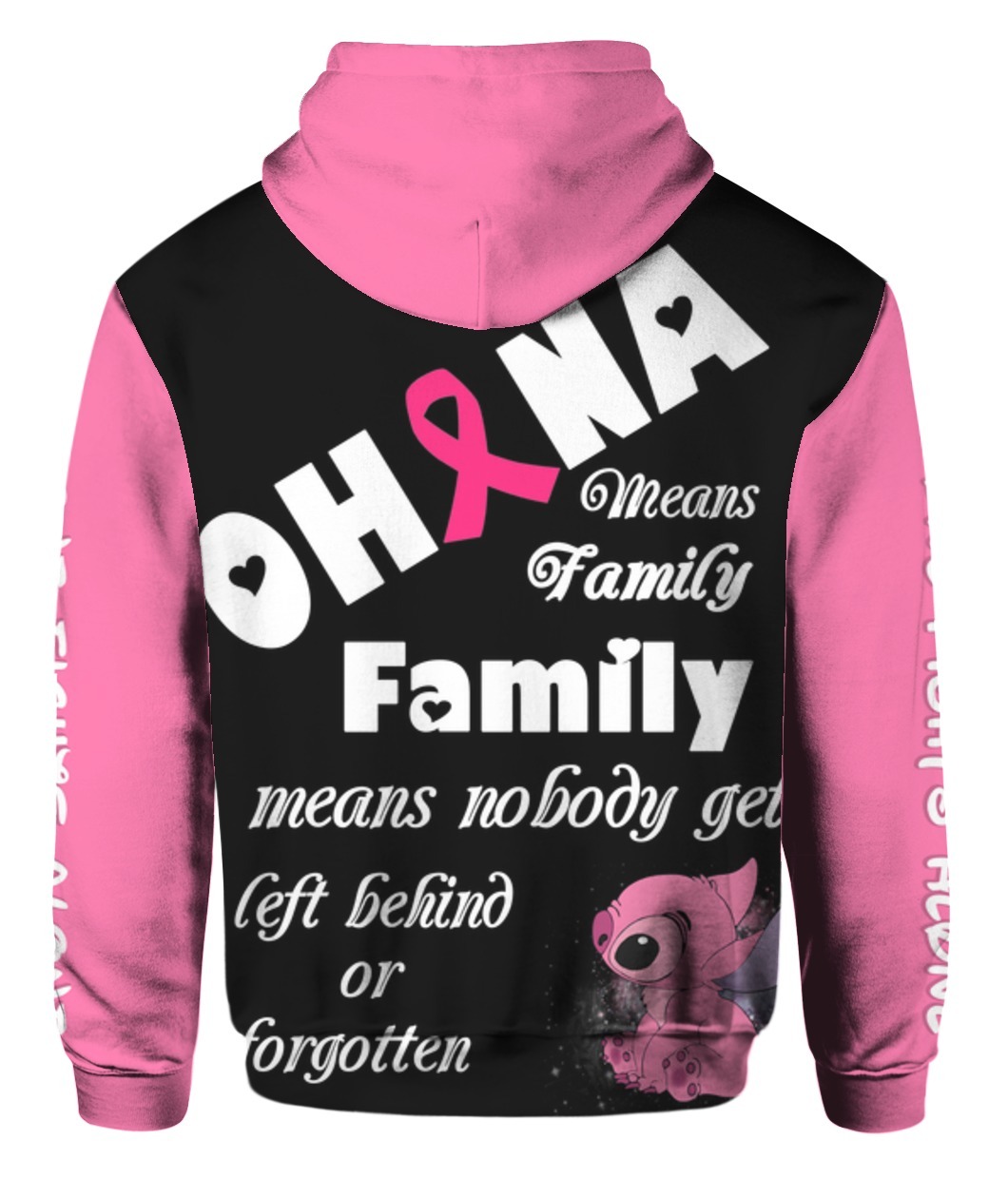 Cancer Awareness Stitch ohana means family 3d hoodies