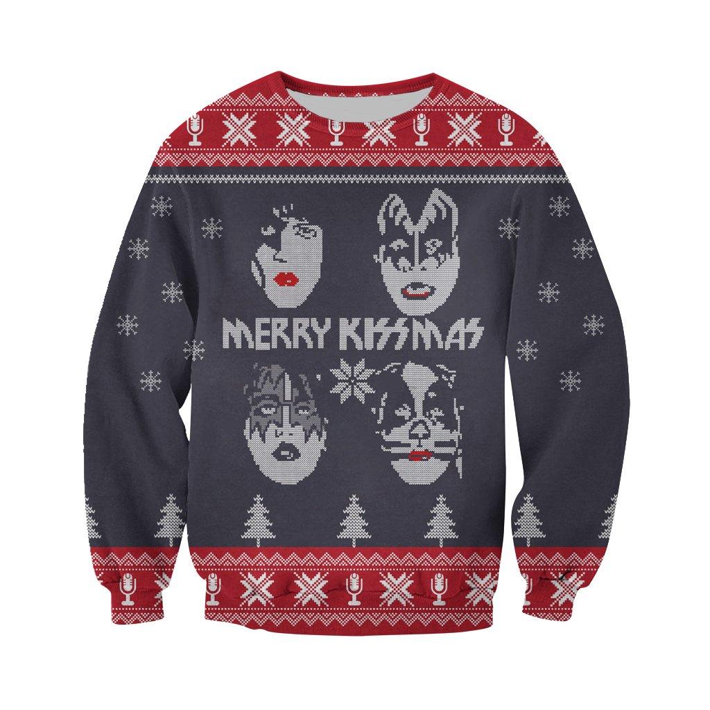 Christmas kiss rock band 3d ugly sweater - maria