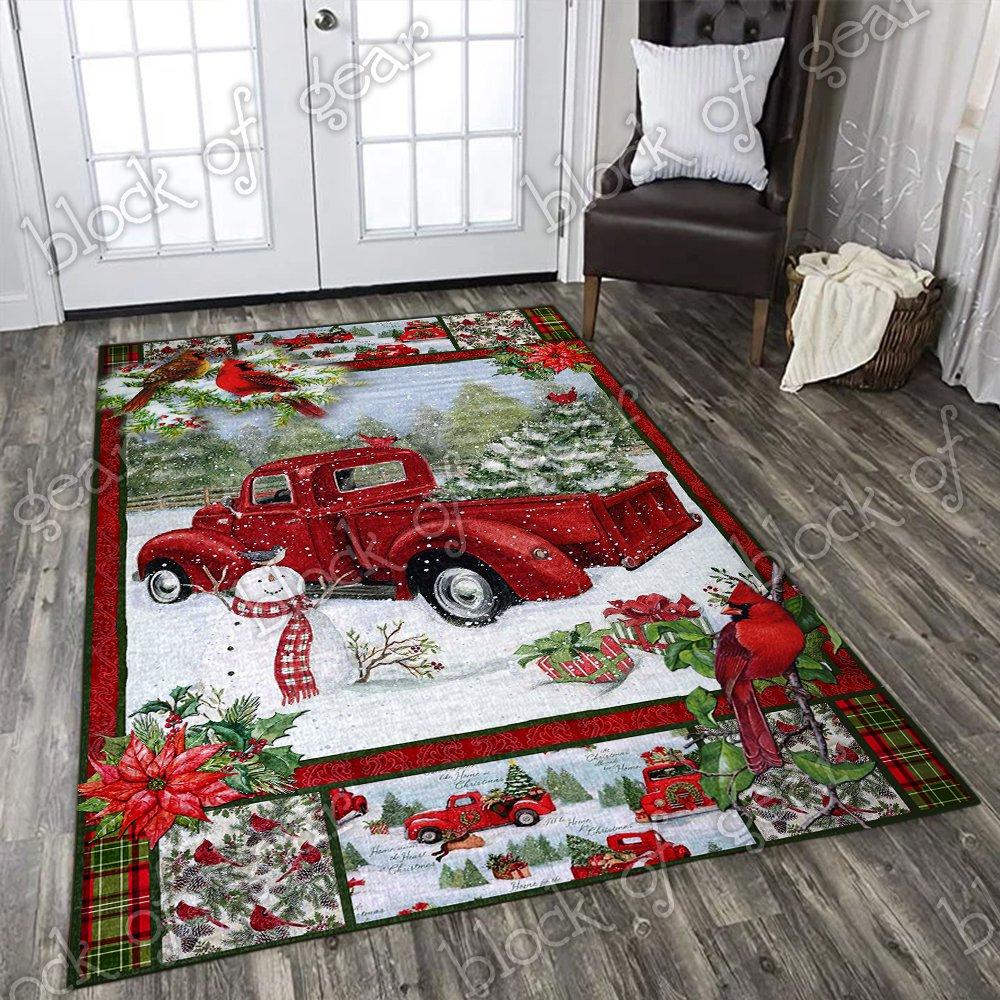 Christmas red truck snowy  living room rug – maria