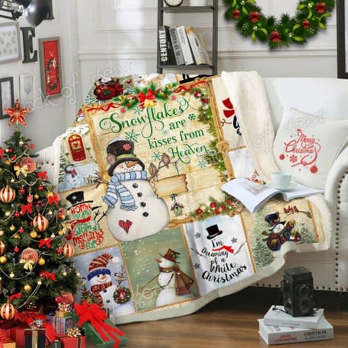 Christmas snowflakes are kisses from heaven snowman sofa blanket – maria