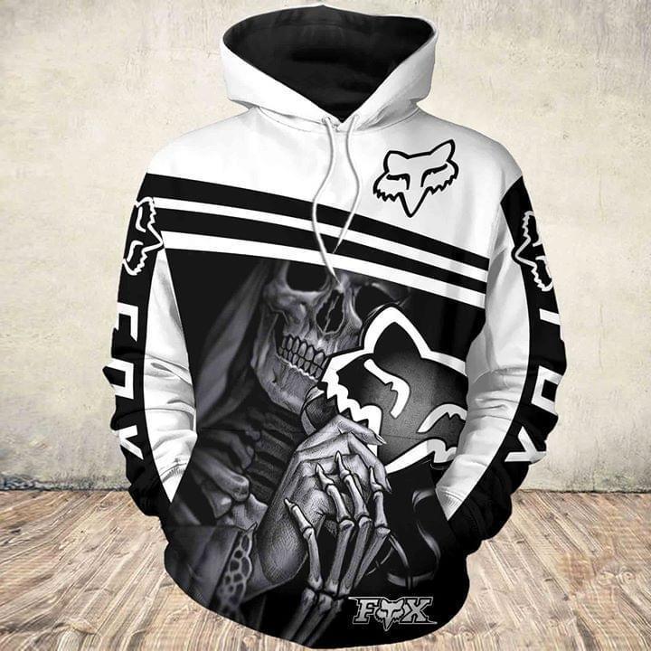 Death skull holding fox racing all over print hoodie - maria