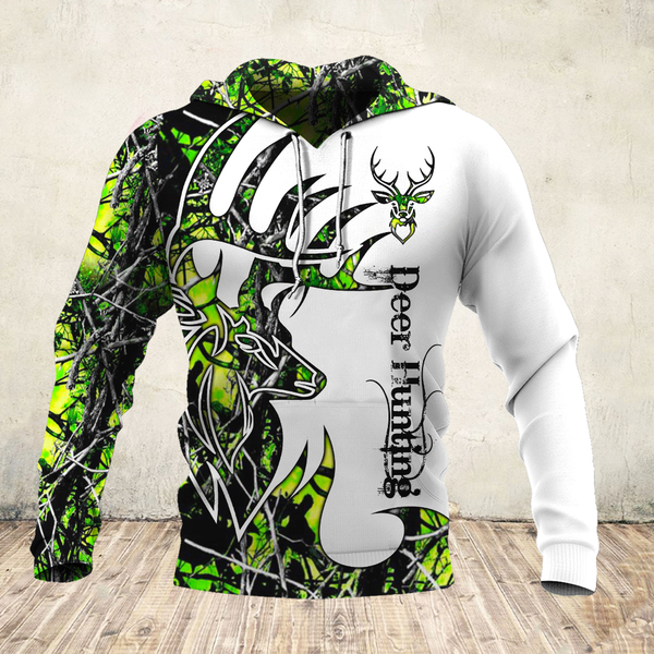 Deer hunter deer hunting neon all over print hoodie