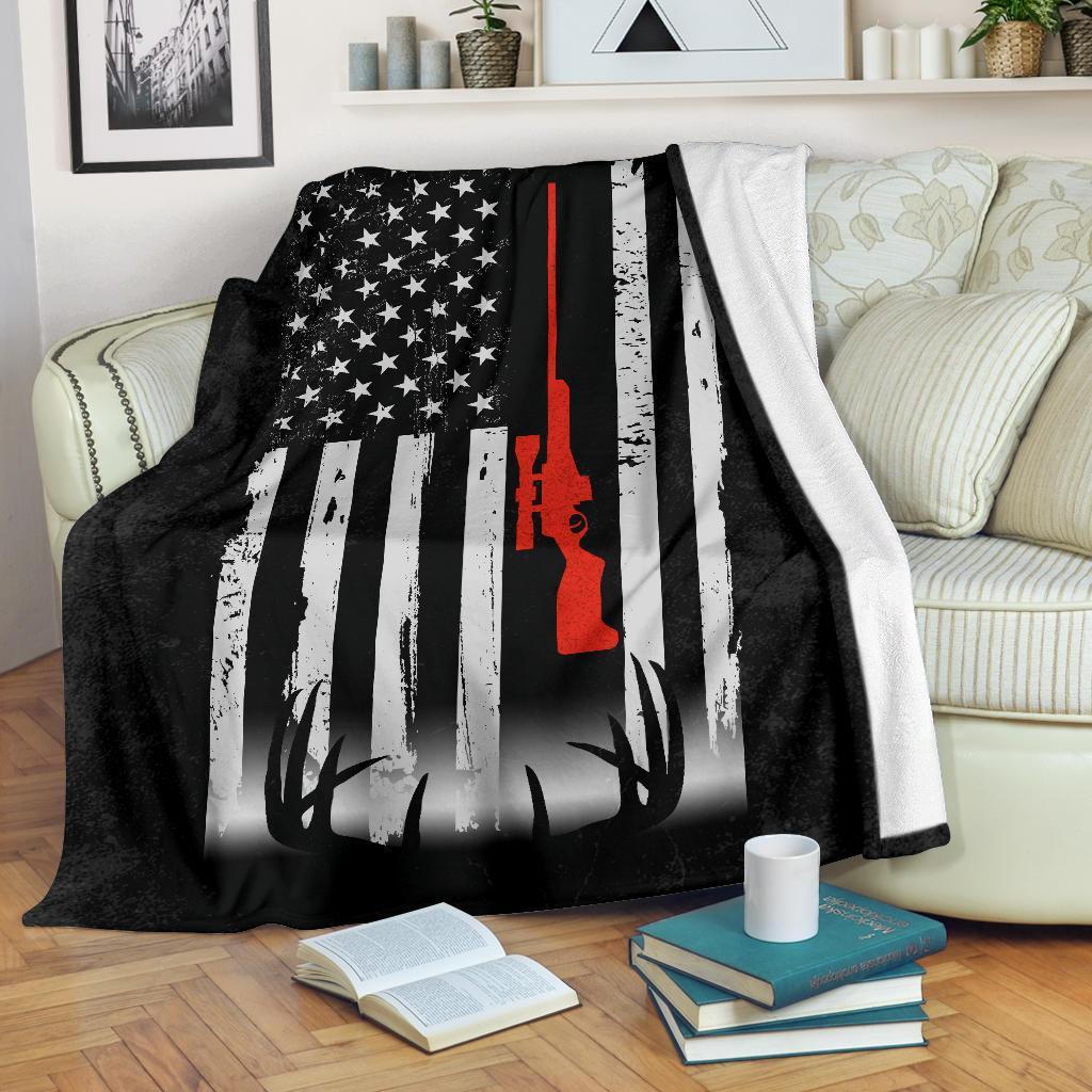 Deer hunting american flag blanket – maria
