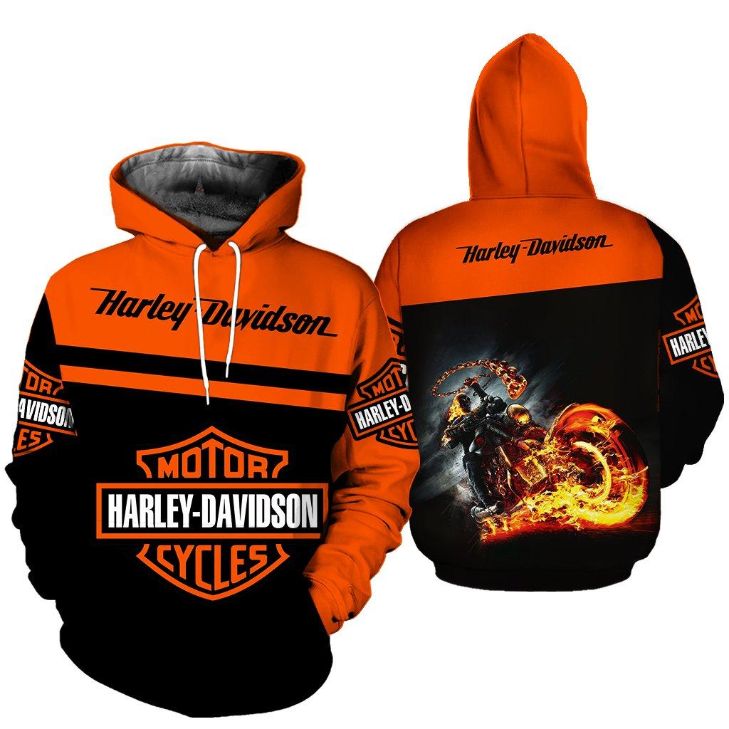 Ghost rider harley-davidson motorcycles 3d hoodie - maria