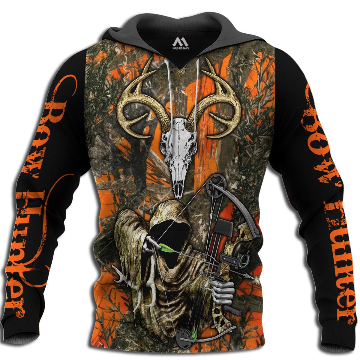 Grim reaper bow hunter camo 3d all over printed hoodie - maria