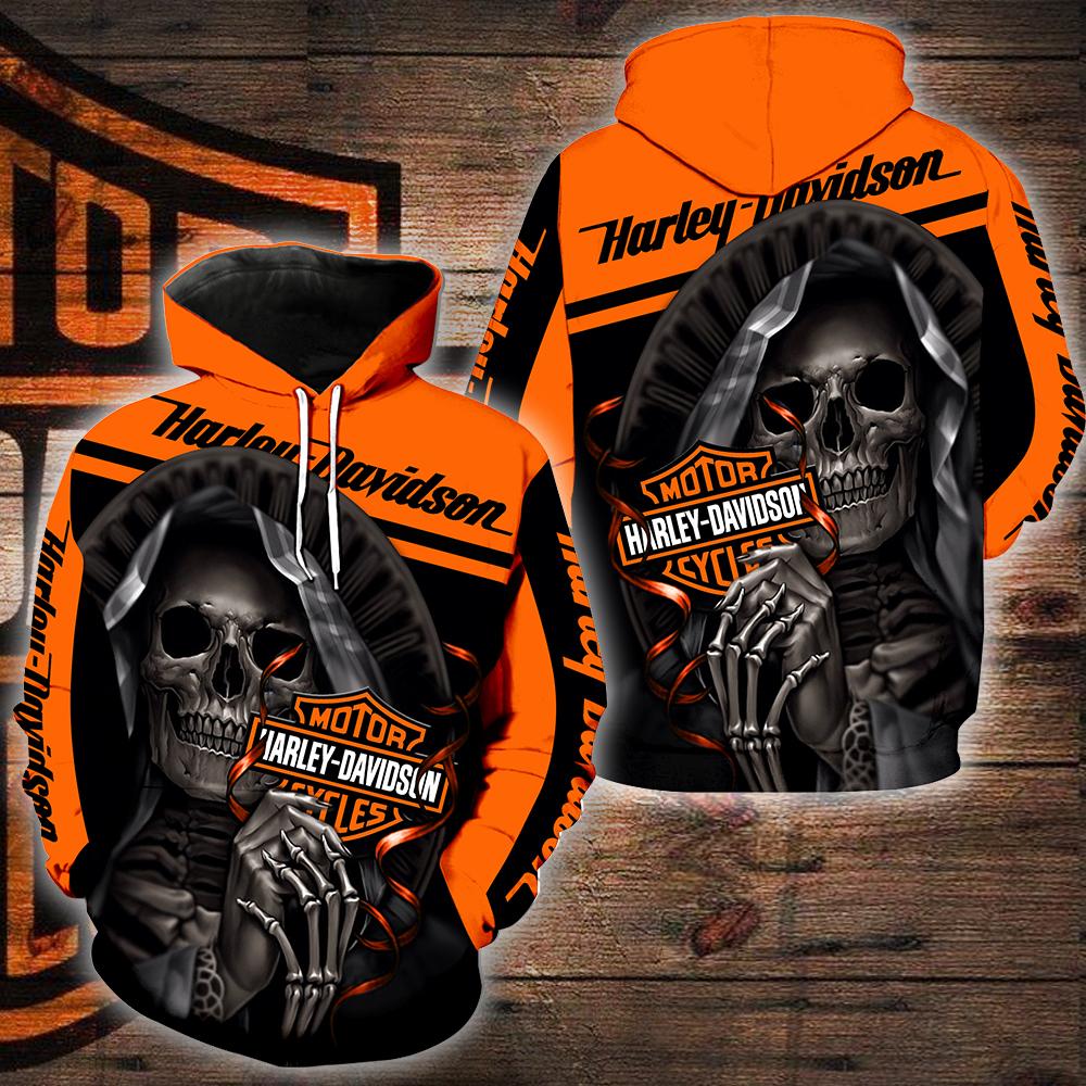 Harley-davidson motorcycle skull 3d hoodie