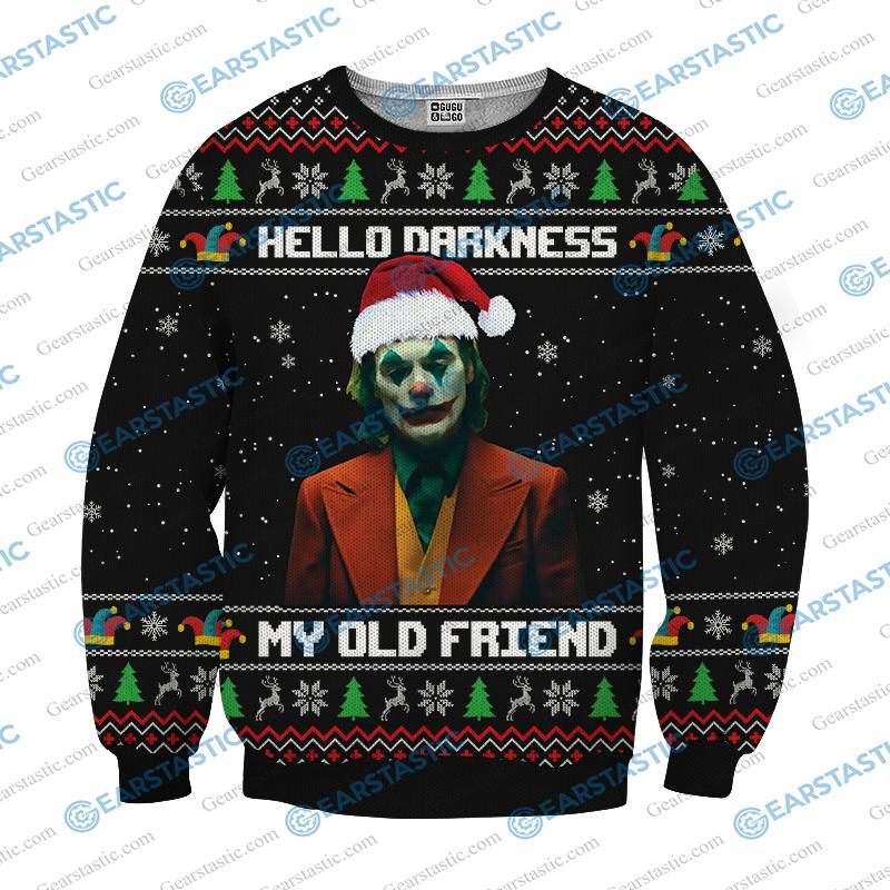 Hello darkness my old friend joker ugly christmas sweater - black