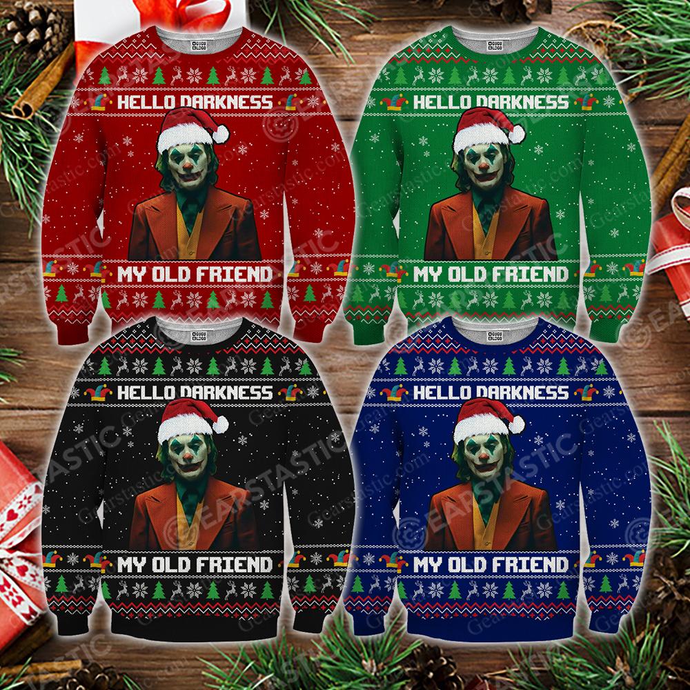 Hello darkness my old friend joker ugly christmas sweater - maria