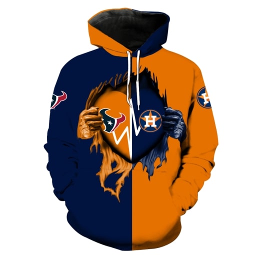Houston astros and houston texans all over print hoodie