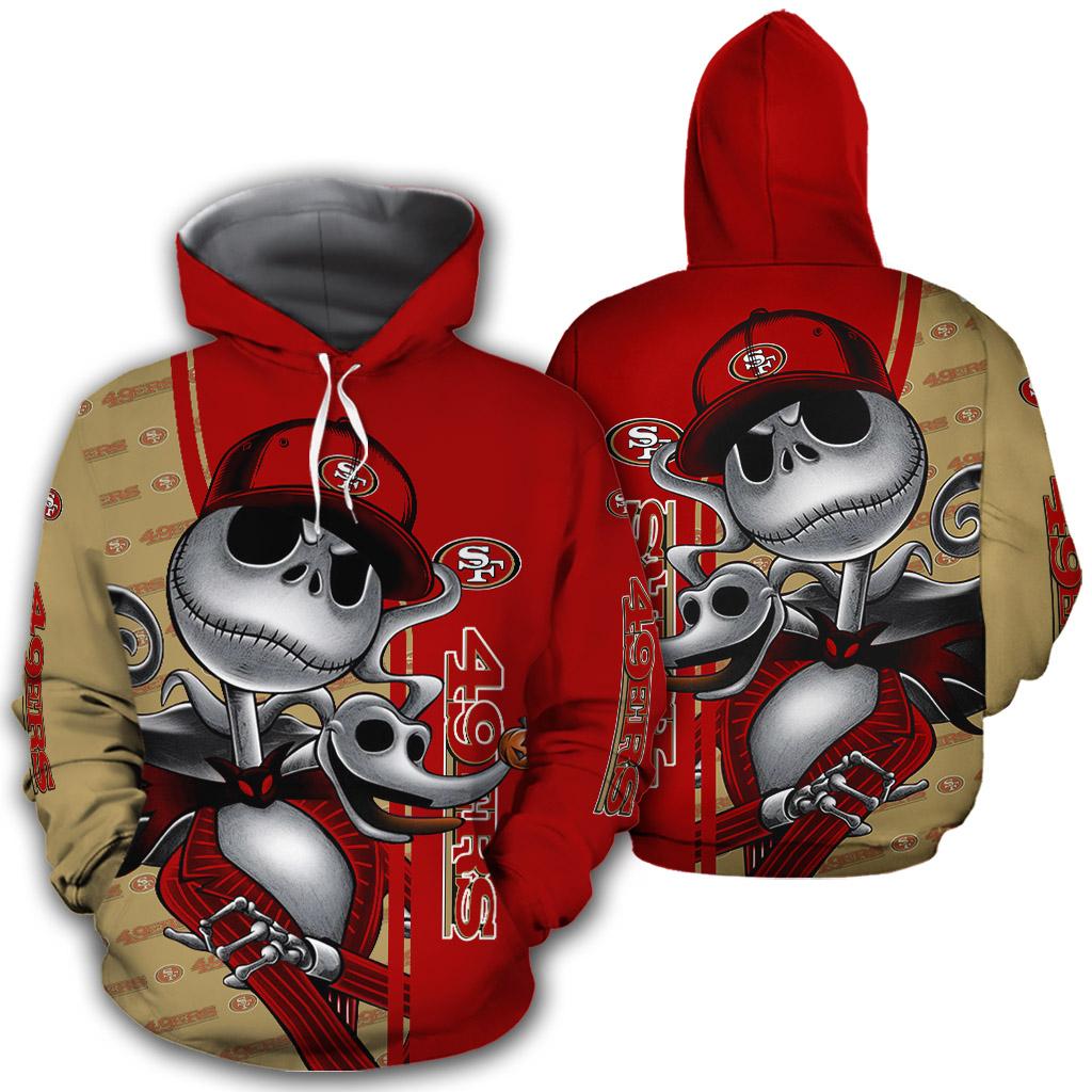 Jack skellington and zero san francisco 49ers 3d hoodie - maria