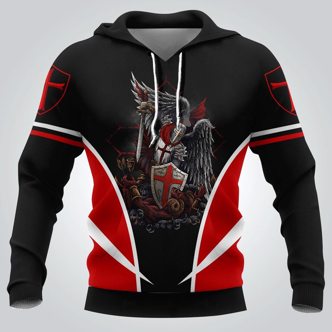 Knights templar 3d full printing hoodie - maria