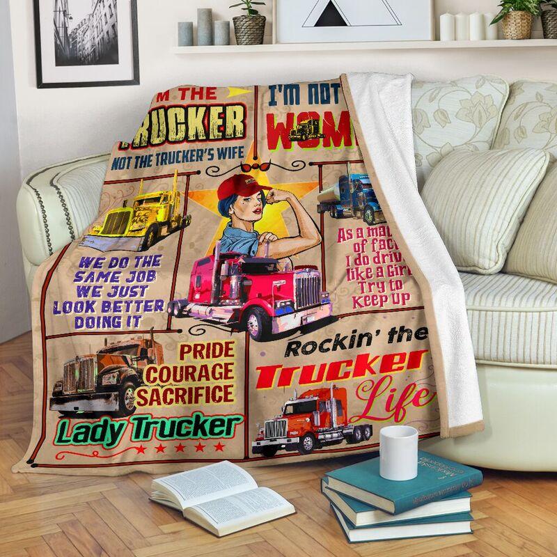 Lady trucker I'm the trucker not the trucker's wife blanket - maria