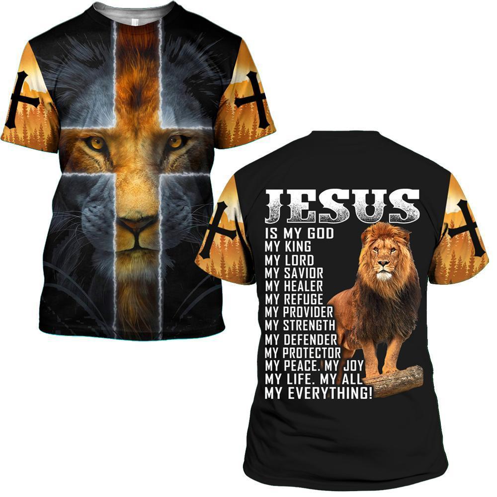 Lion Jesus is my god my everything 3d tshirt