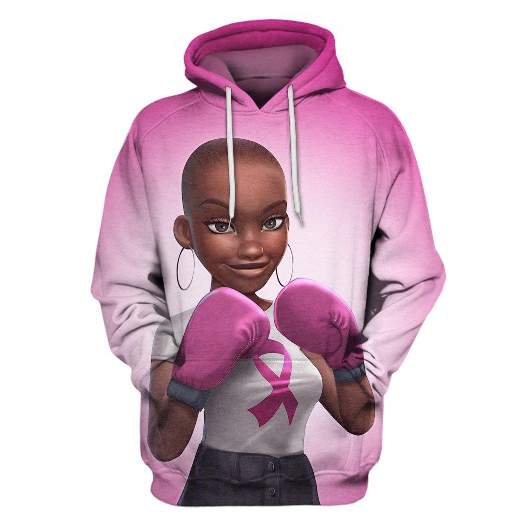 Multi-color melanin warrior fight like a girl cancer awareness 3d hoodie pink- maria