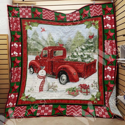 Red truck christmas blanket