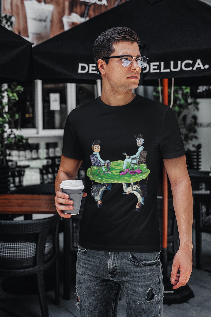 Rick and Morty water reflection Jesse Pinkman and Mr White t-shirt