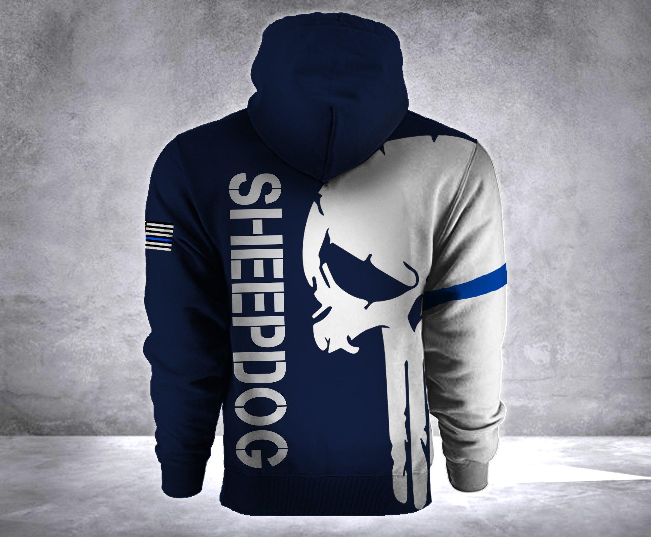 Sheepdog skull 3d hoodie - back