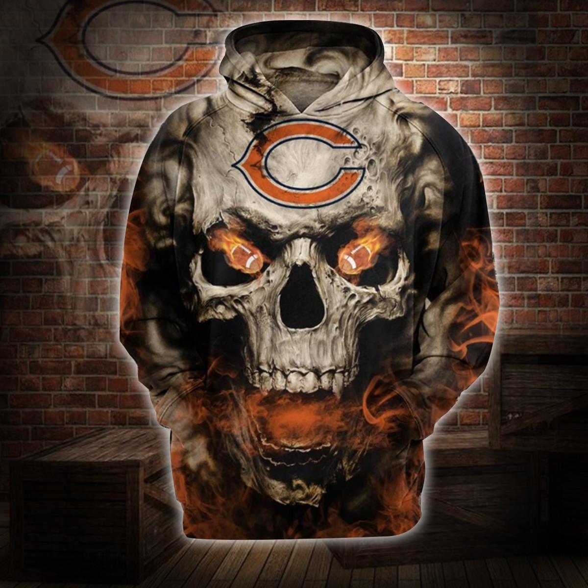 Skull chicago bears nfl 3d hoodie - maria