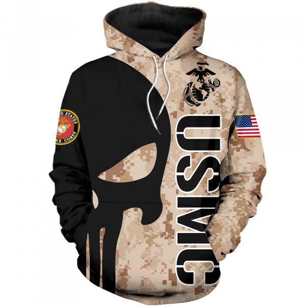 Skull marine corps usmc 3d hoodie - maria