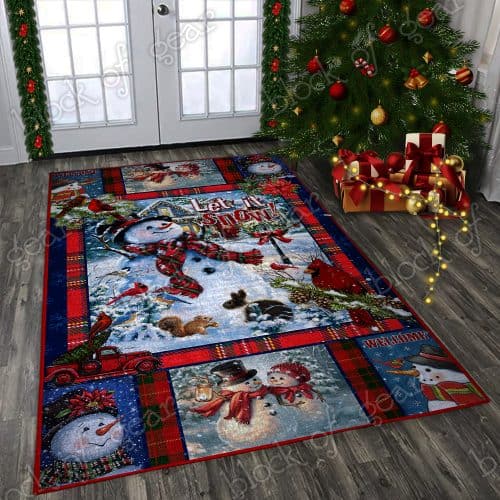 Snowman let it snow christmas living room rug – maria