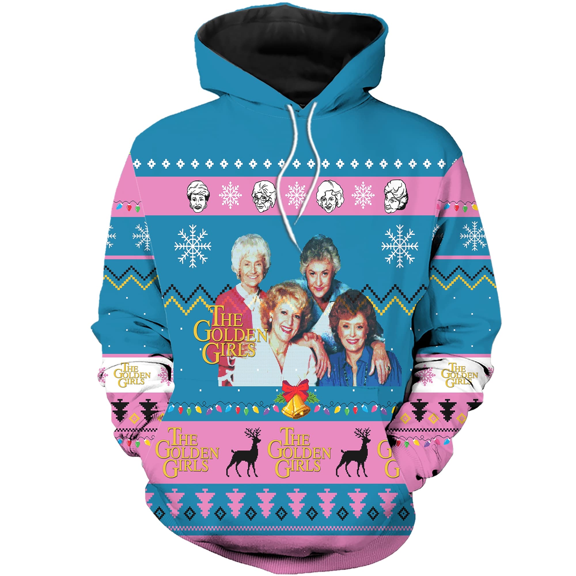 The golden girls tv show ugly christmas all over hoodie