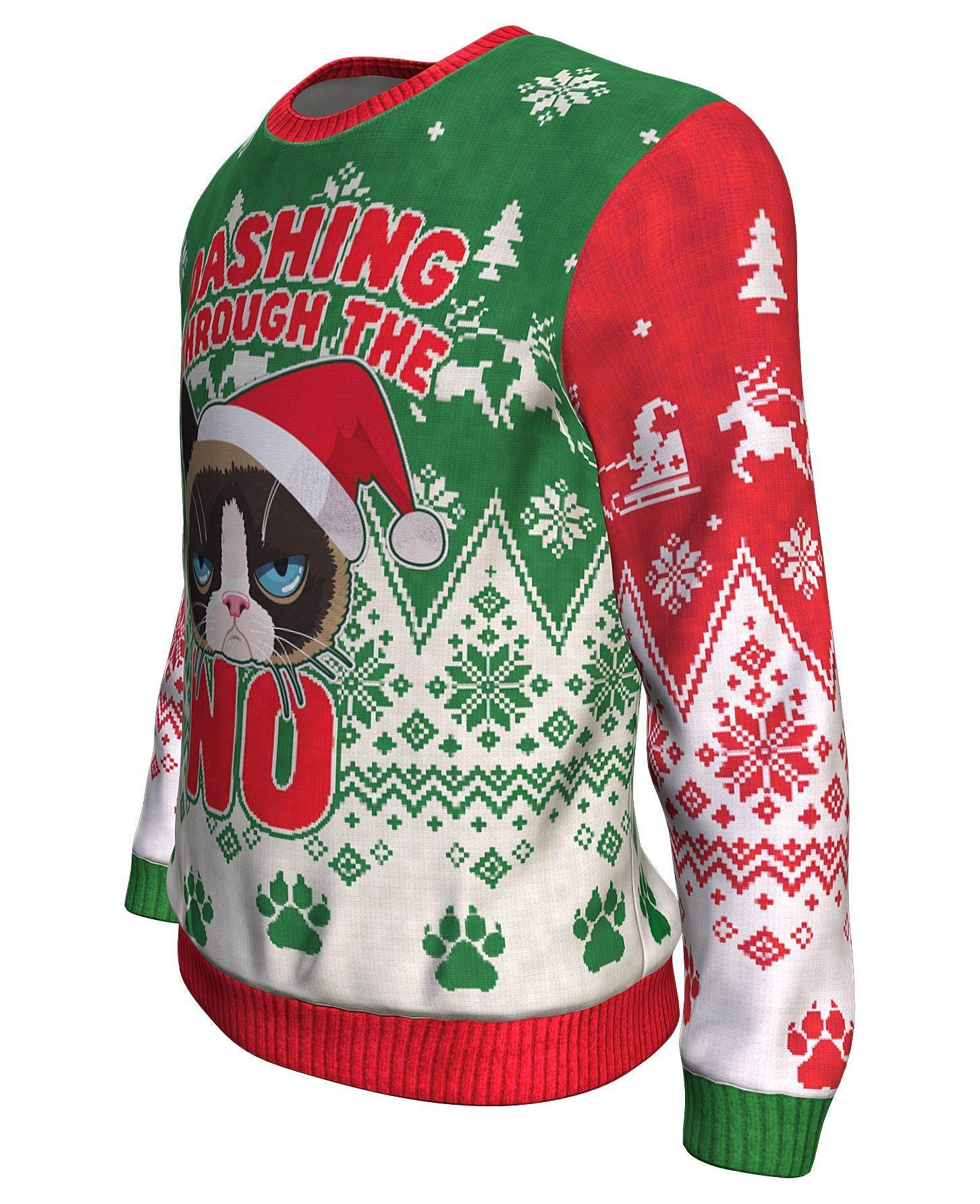 The grumpy cat dashing through the no all over print sweater - maria 2
