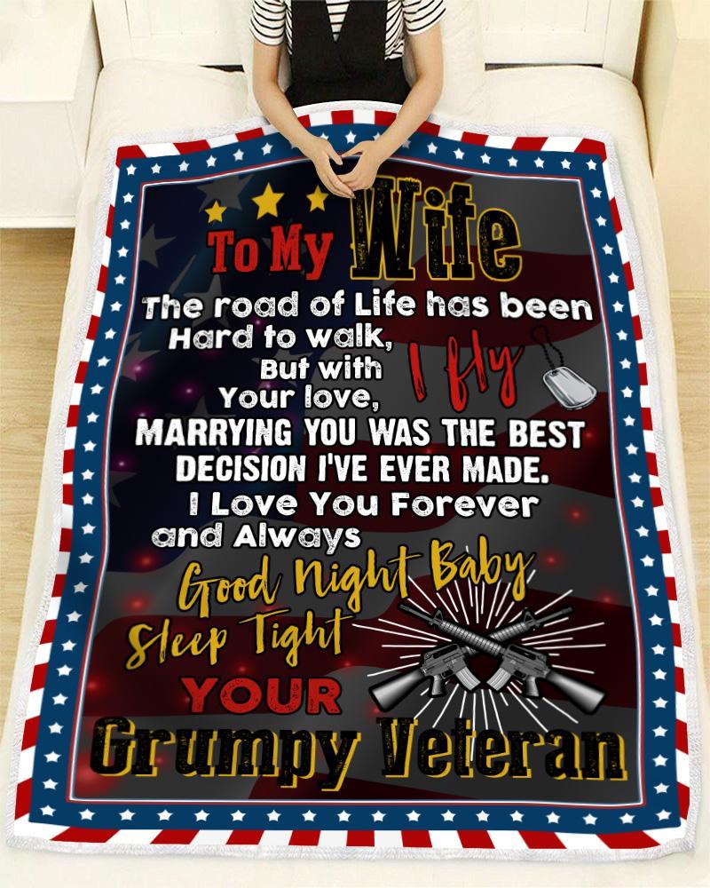 Veteran to my wife the road of life has been hard to walk blanket - maria