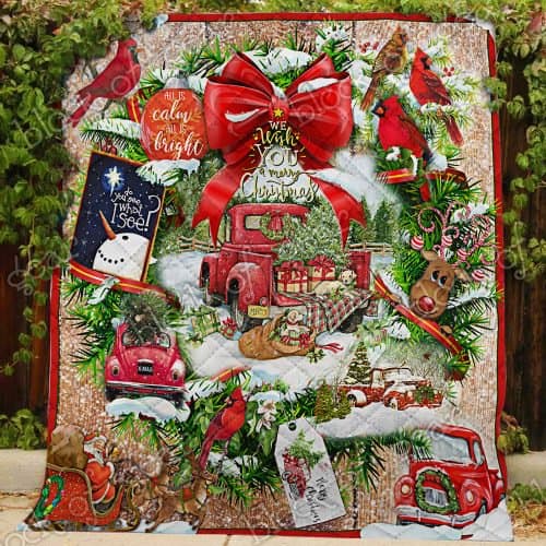 We wish you a merry christmas red truck christmas quilt 1