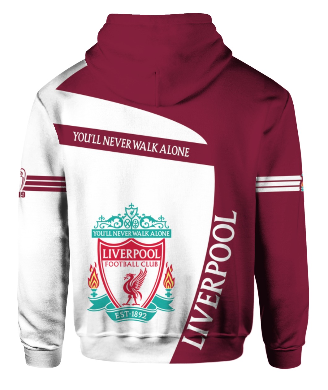 You'll never walk alone liverpool football club all over print hoodie - back
