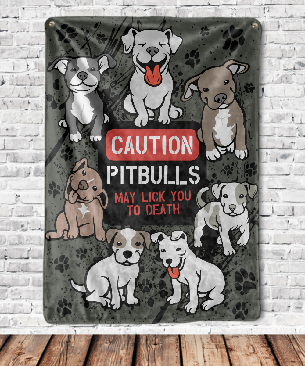 Caution Pitbulls May Lick You To Death Blanket-Youth