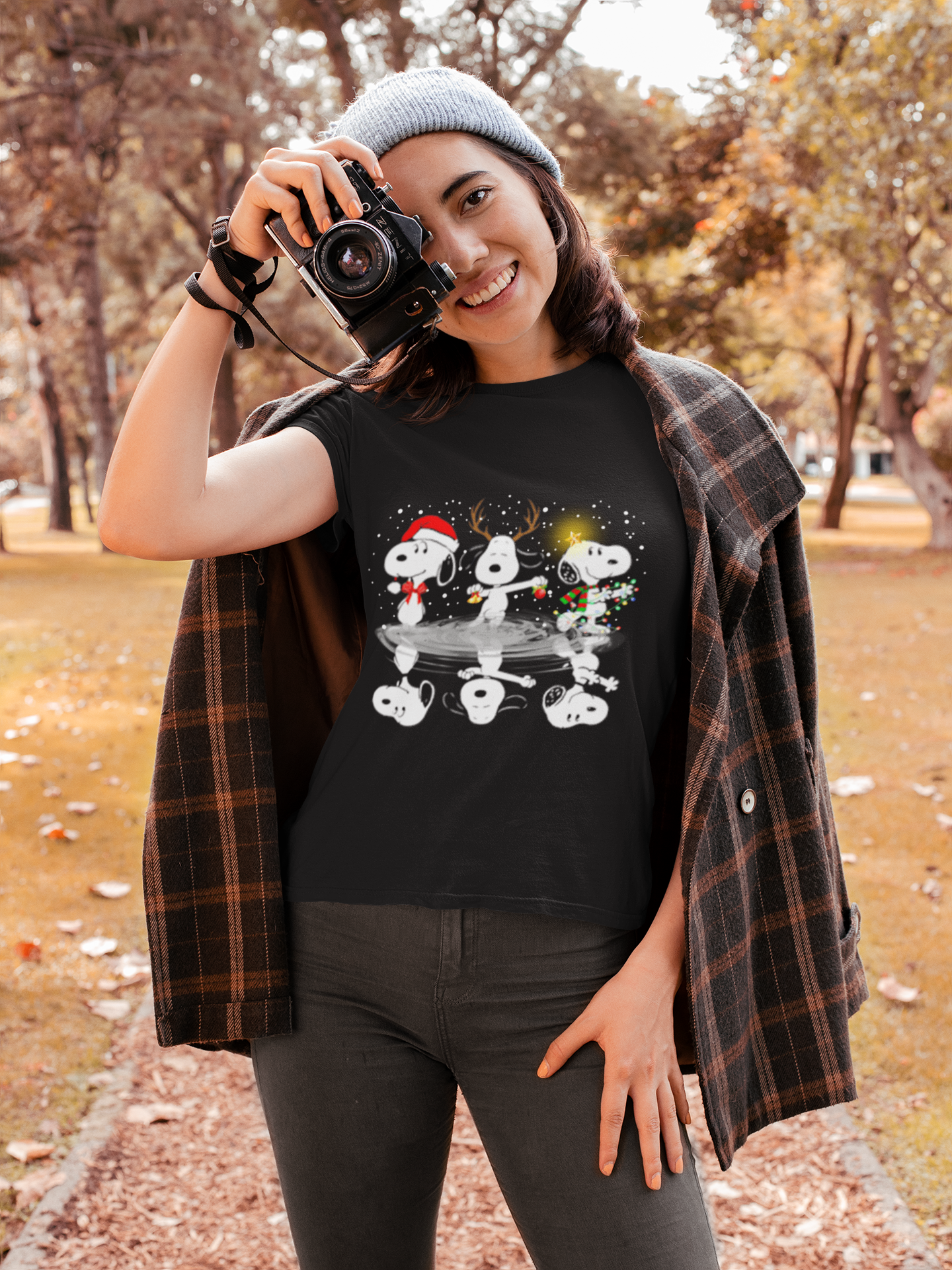 Christmas Snoopy water mirror reflection shirt