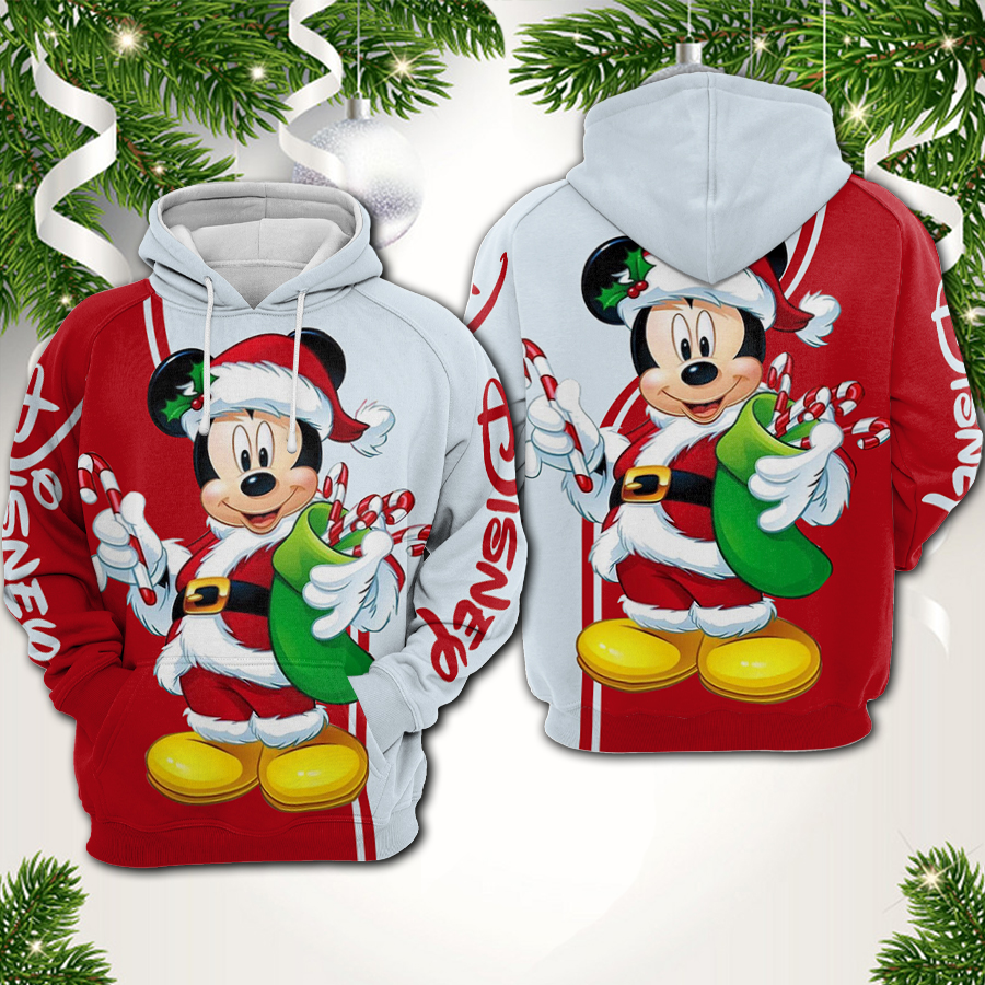Christmas mickey mouse all over printed hoodie