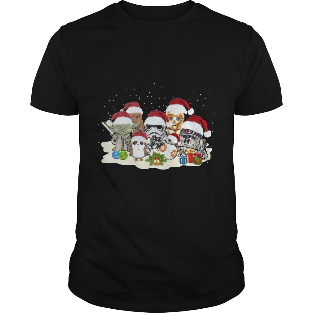 Christmas on Stars War R2D2 BB8 Yoda Jabba shirt