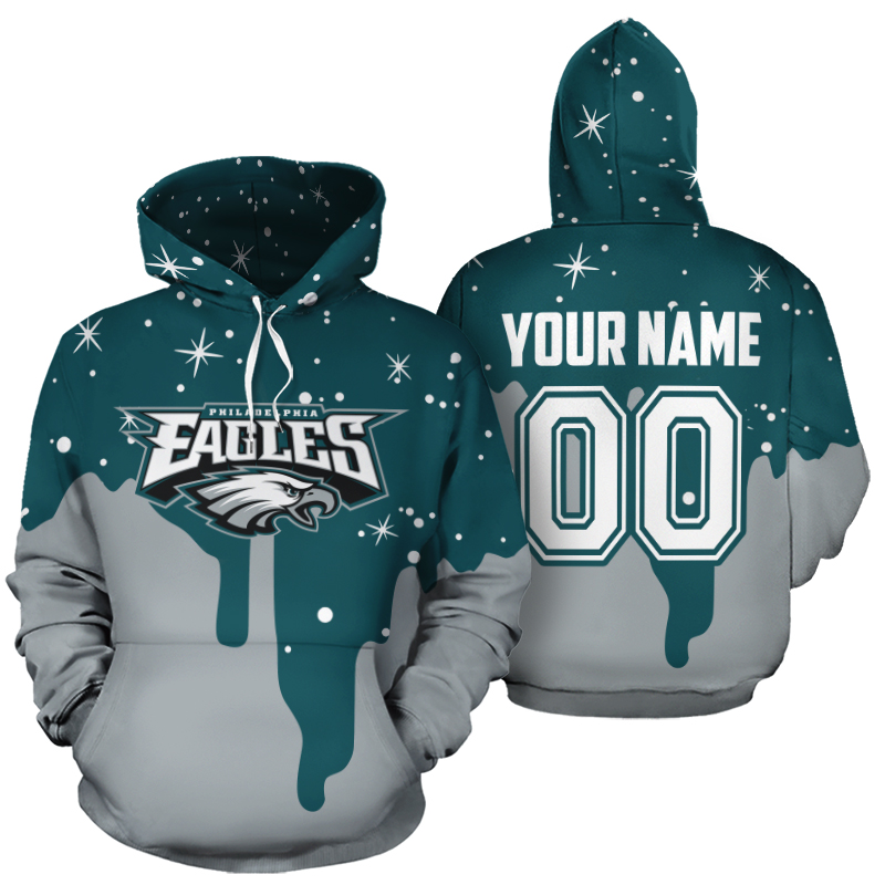 Custom name and number philadelphia eagles all over printed hoodie