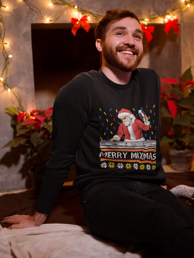 DJ Santa Claus merry mixmas sweater