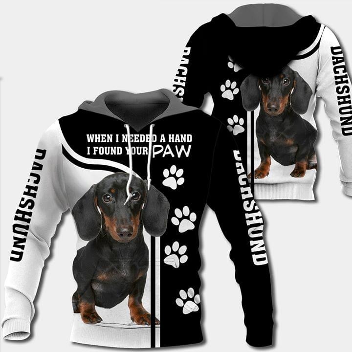 Dachshund When I Needed A Hand I Found Your Paw 3d full print hoodie- BBS