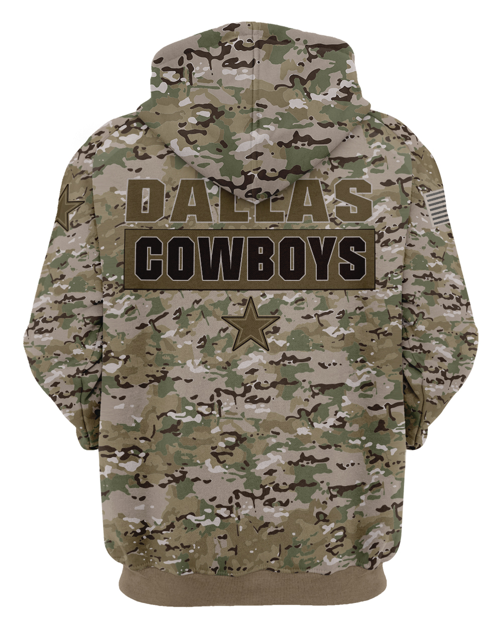 Dallas cowboys camo style all over print hoodie - back