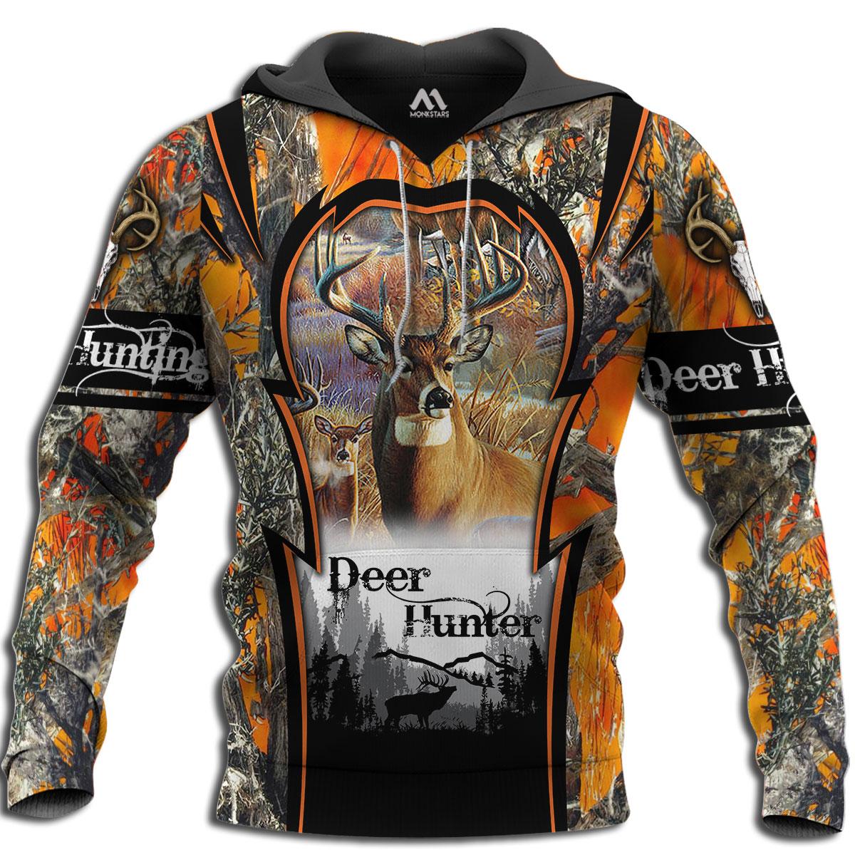 Deer hunting camo 3d all over printed hoodie