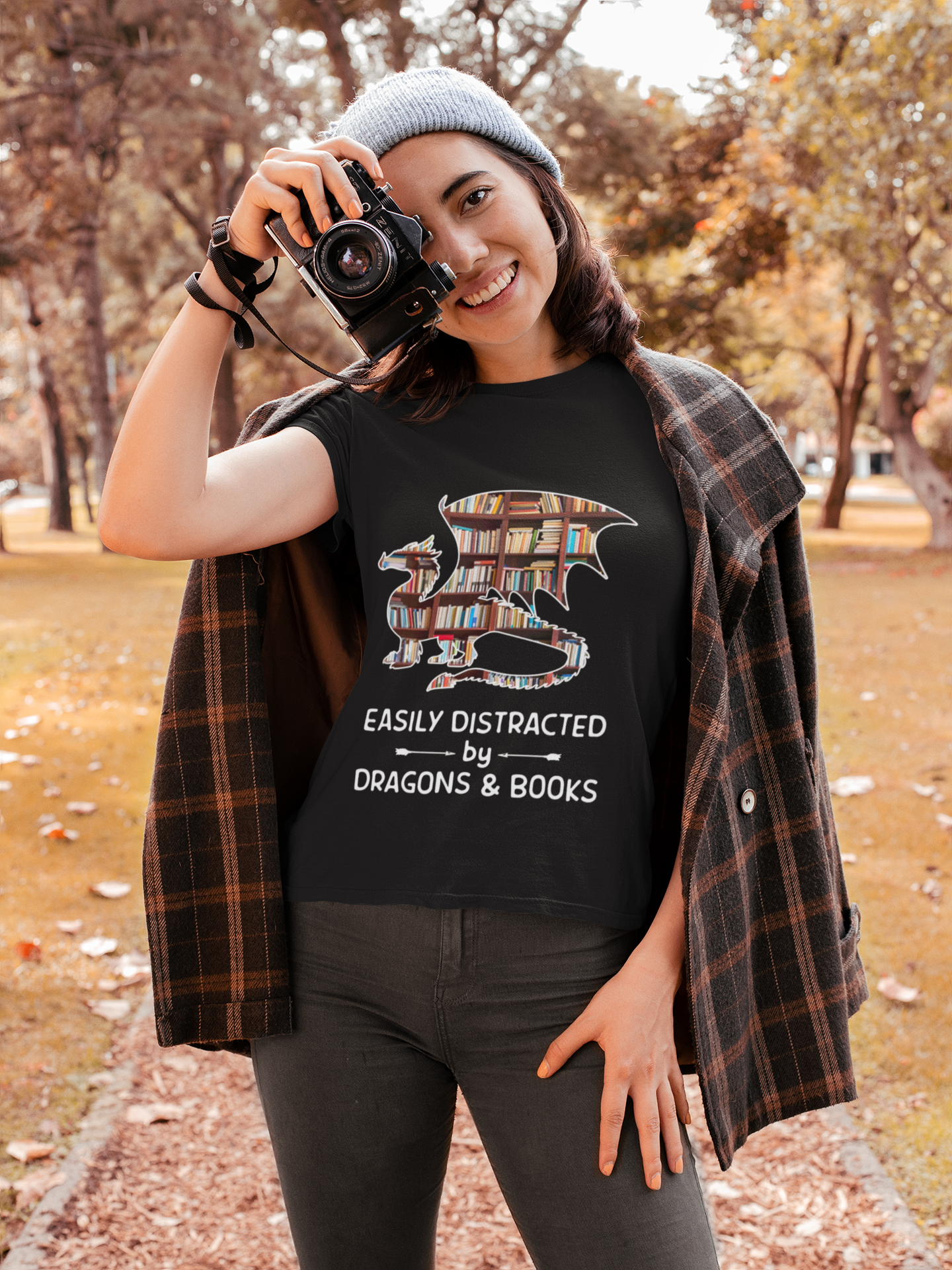 Easily distracted by dragons and books shirt