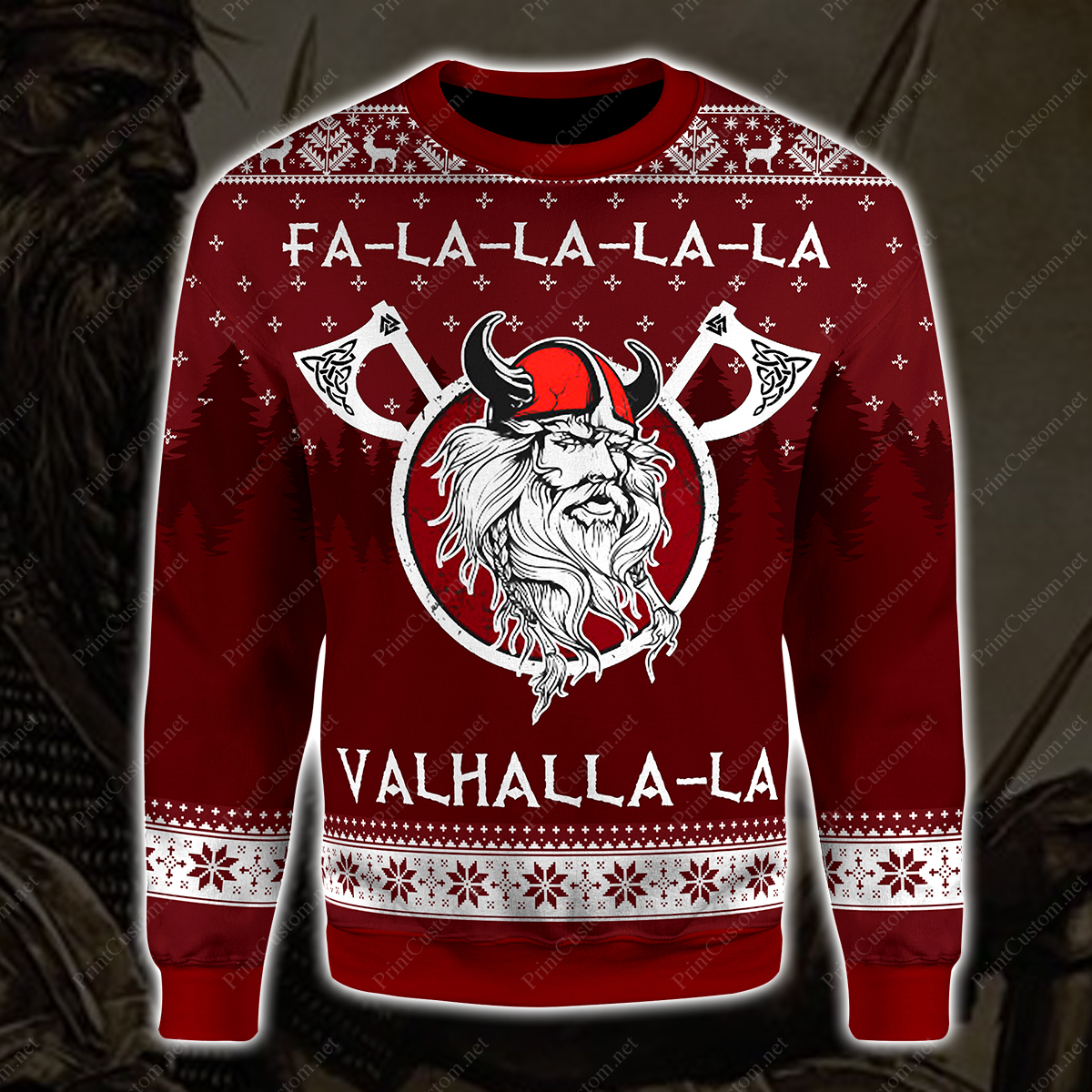 Fa-la-la-la-la valhalla-la viking ugly christmas sweater – maria