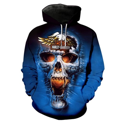 motorcycle skull full printing hoodie – maria