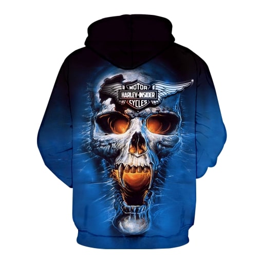 Harley-davidson motorcycle skull full printing hoodie 2