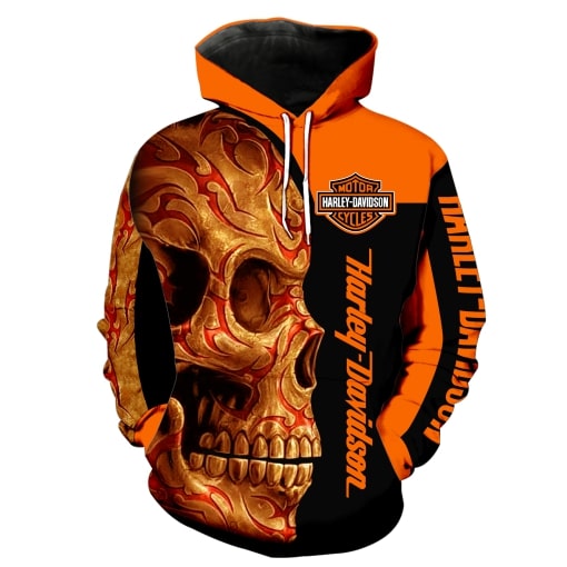 Harley-davidson motorcycle sugar skull full printing hoodie 1