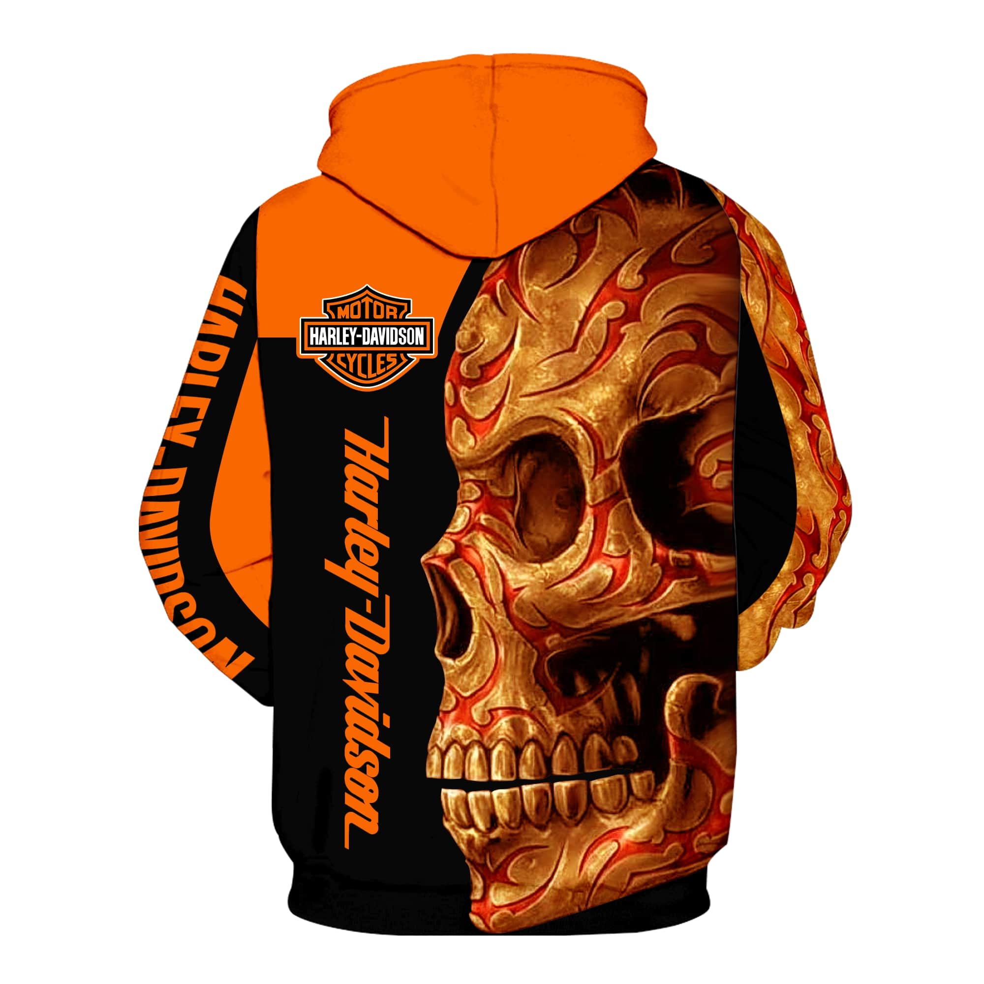 Harley-davidson motorcycle sugar skull full printing hoodie 2