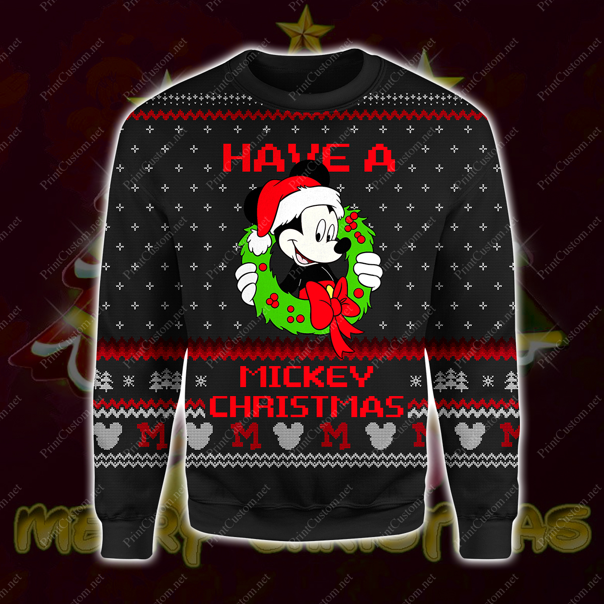 Have a mickey christmas full printing ugly christmas sweater 1